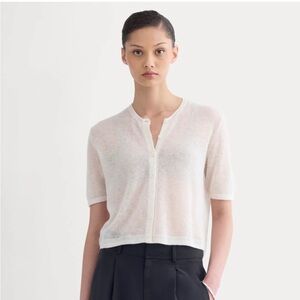 Everlane White Short Sleeve Cardigan